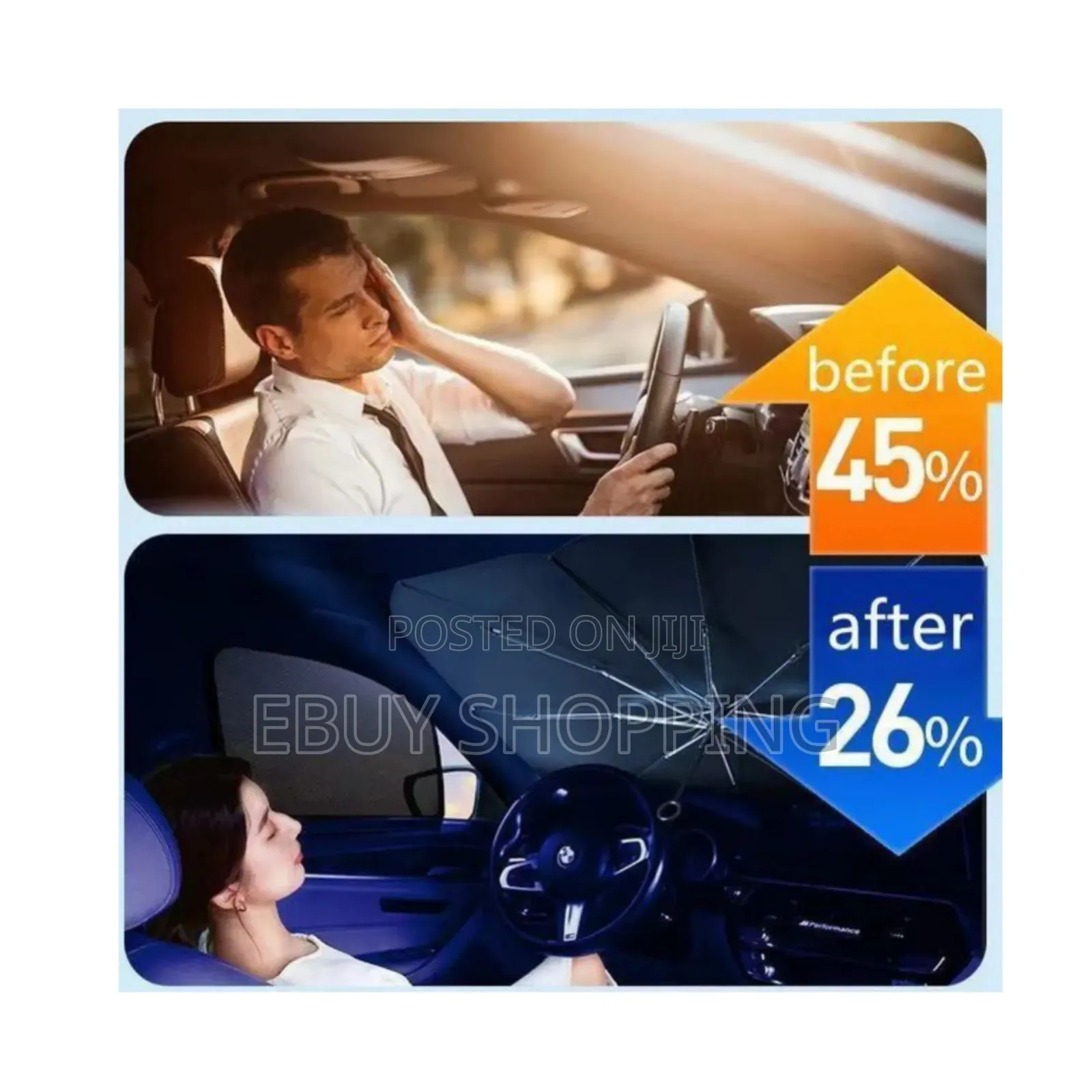 Uv Sun and Heat Reflector Foldable Car Sunshade Umbrella