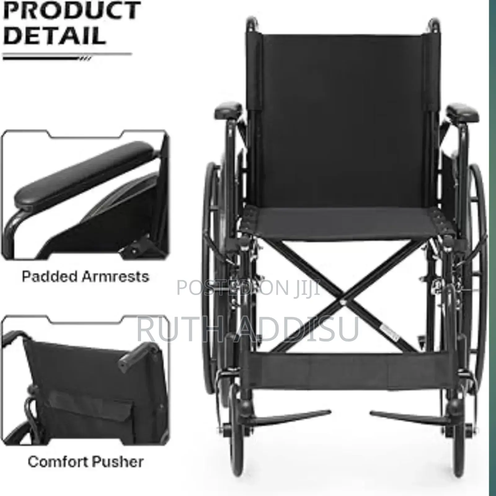 ዊልቸር ኖርማል የሚታጠፍ ጠንካራ Wheelchair Medical Wheelchair Foldable