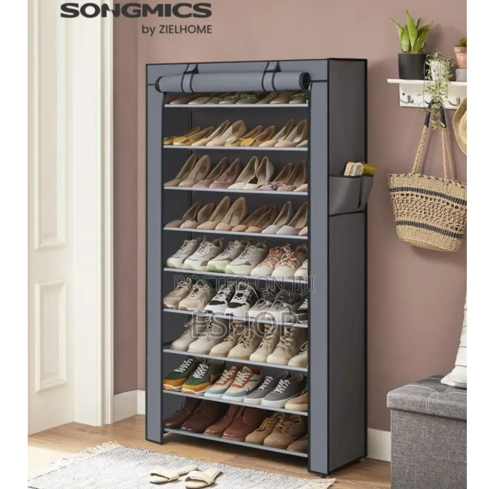 Quick-Setup 9-Tier Rack With Zip-Up Cover