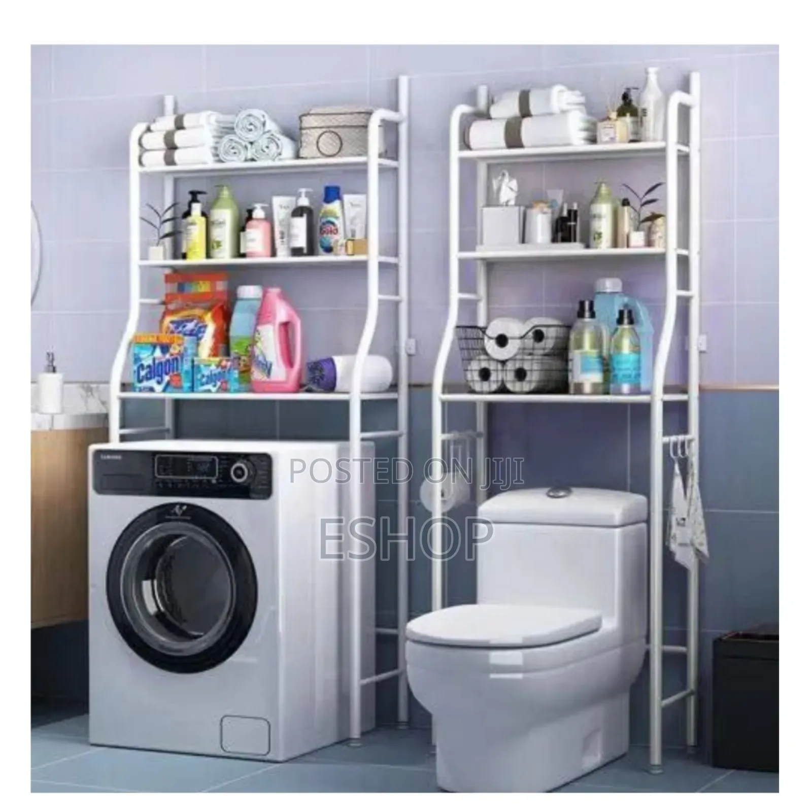 Slim-Profile Over-Toilet Shelf Unit – Holds Towels Toiletries