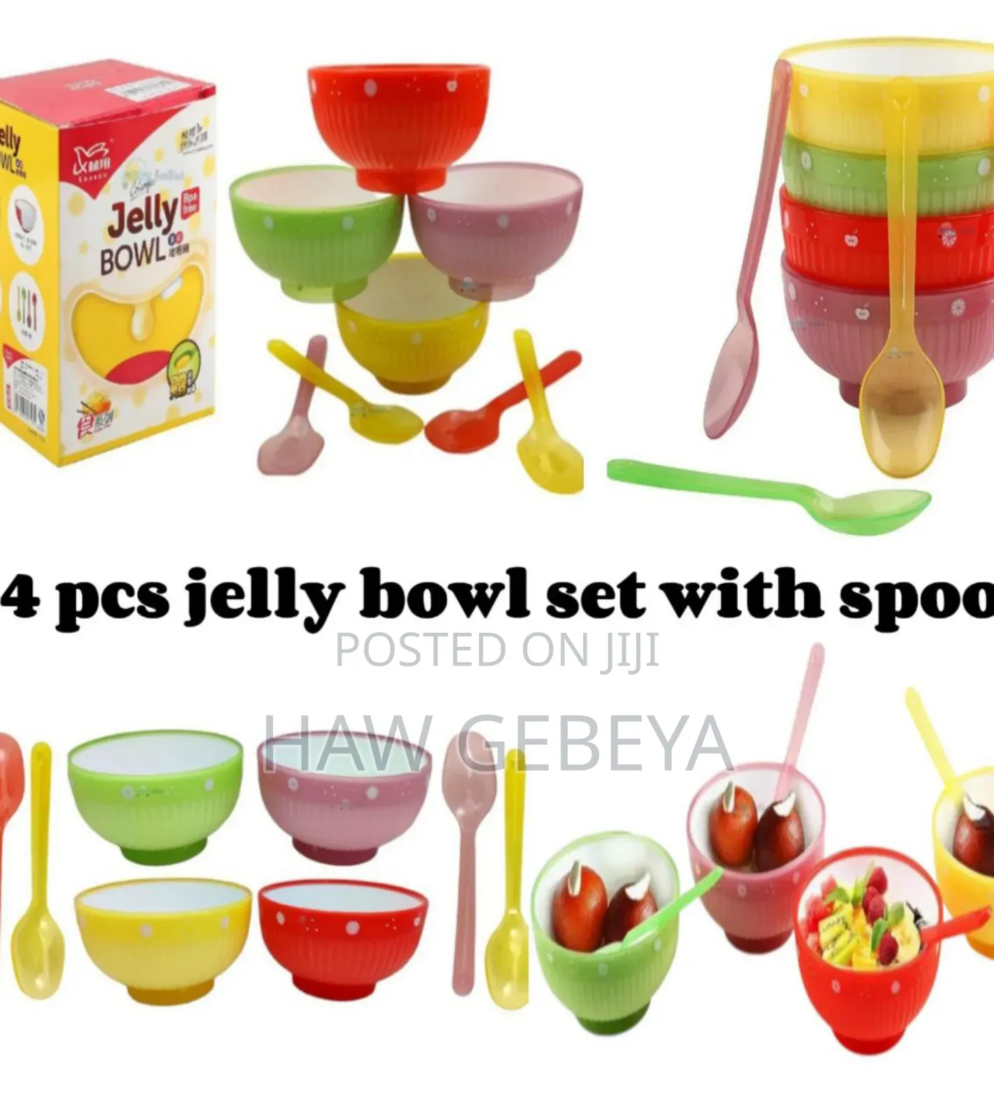 4 PCS Jelly Bowl Set With Spoon