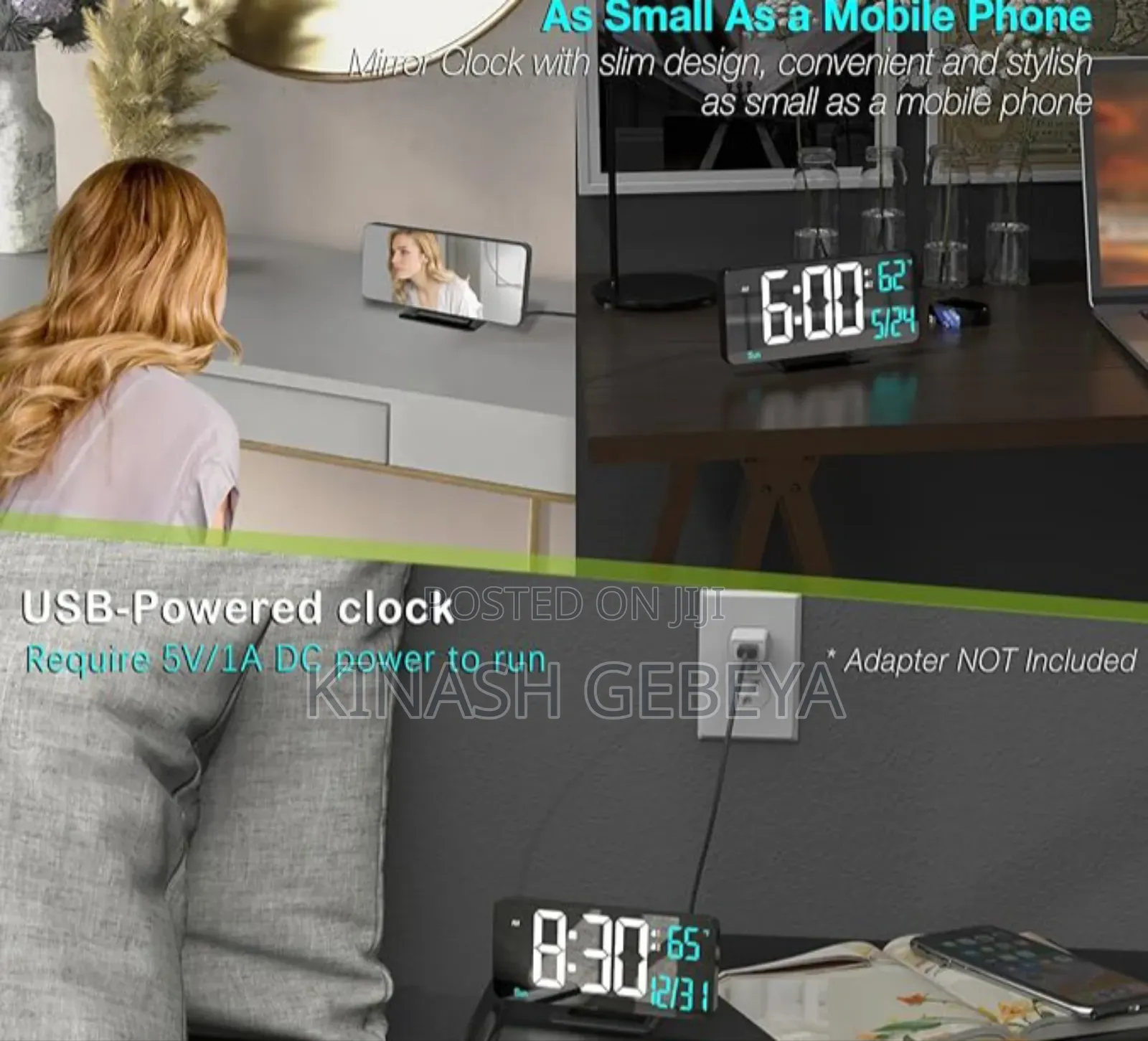 2in1 Led Mirror Digital Clock