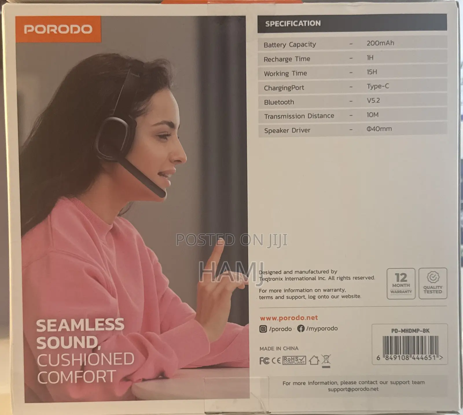 Porodo Enc Wireless Work Headphone