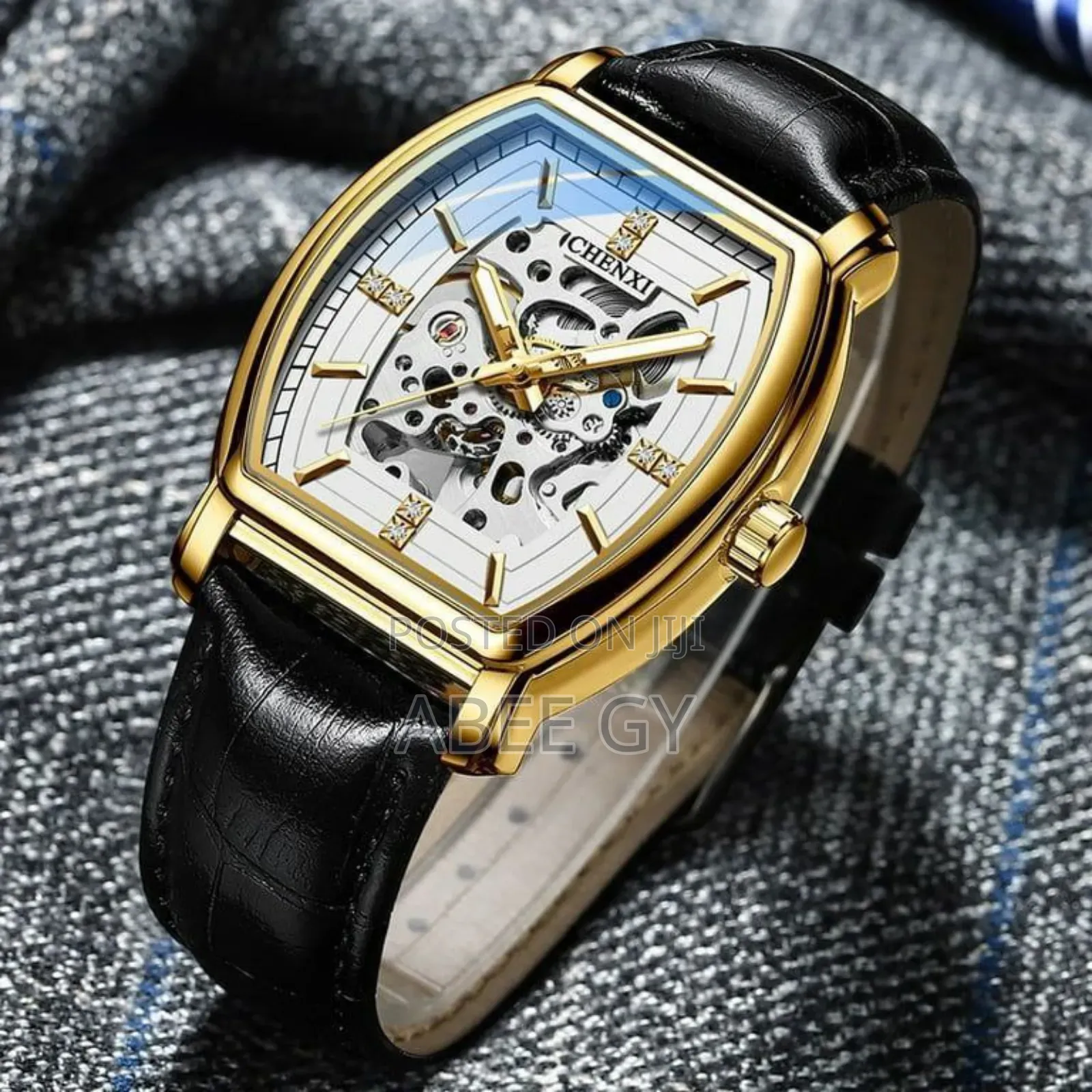 Chenix Leather Strap Automatic Mechanical Men's Watch