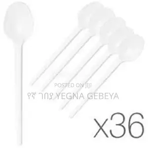 Plastic Spoon 36pcs White Color
