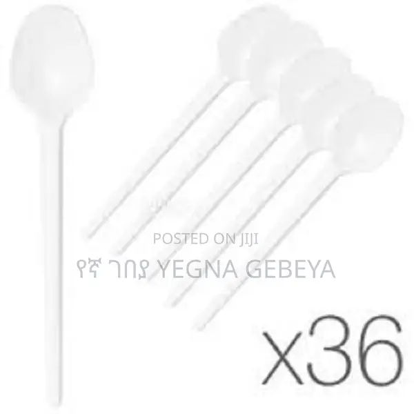 Plastic Spoon 36pcs White Color