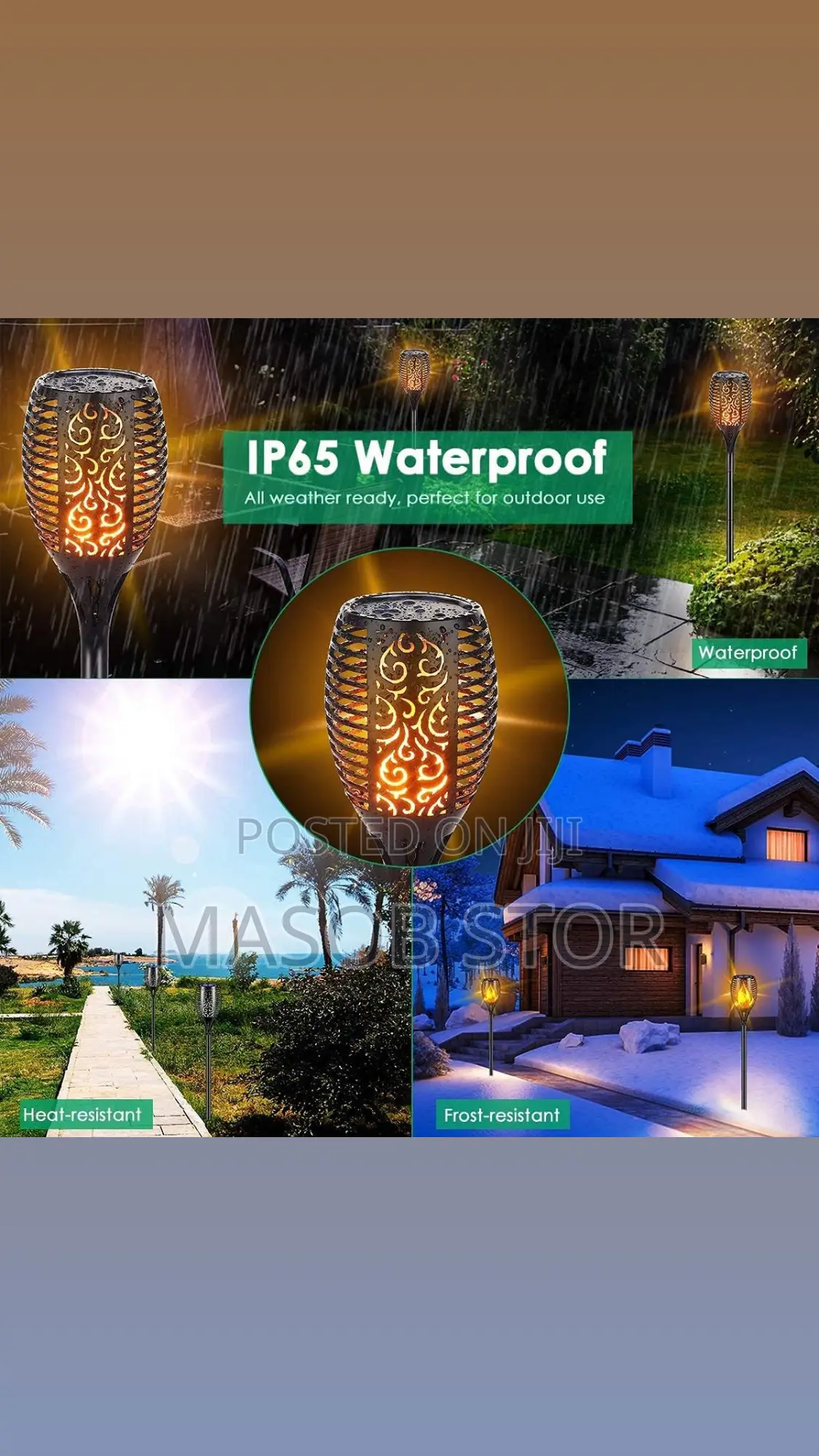 Solar Powered Flame Led Light/መብራት በፀሃይ ብርሃን የሚሰራ የጋርደን መብራት