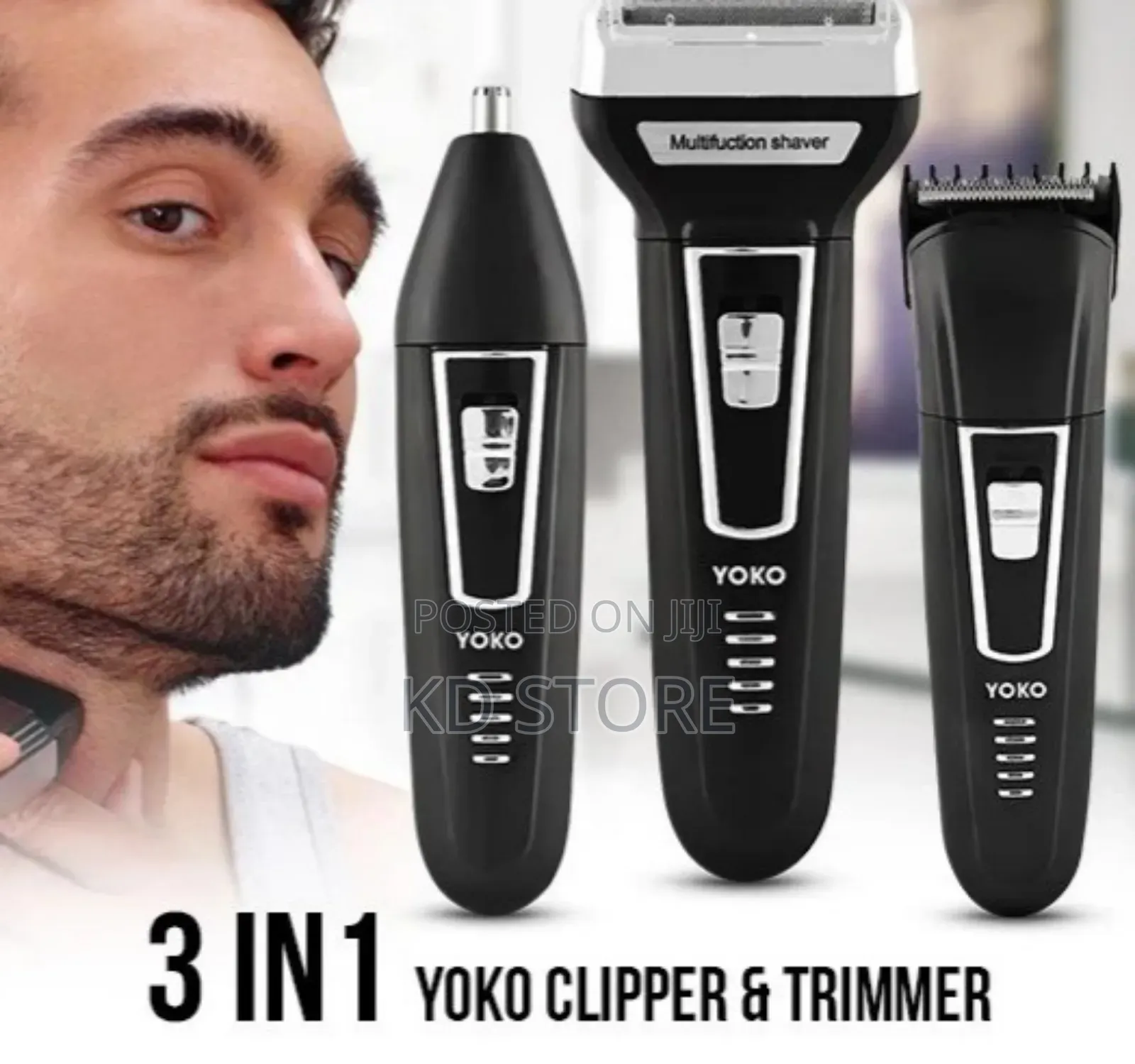 Yoko 3in1 Rechargeable Hair Clipper With Shaver Nose