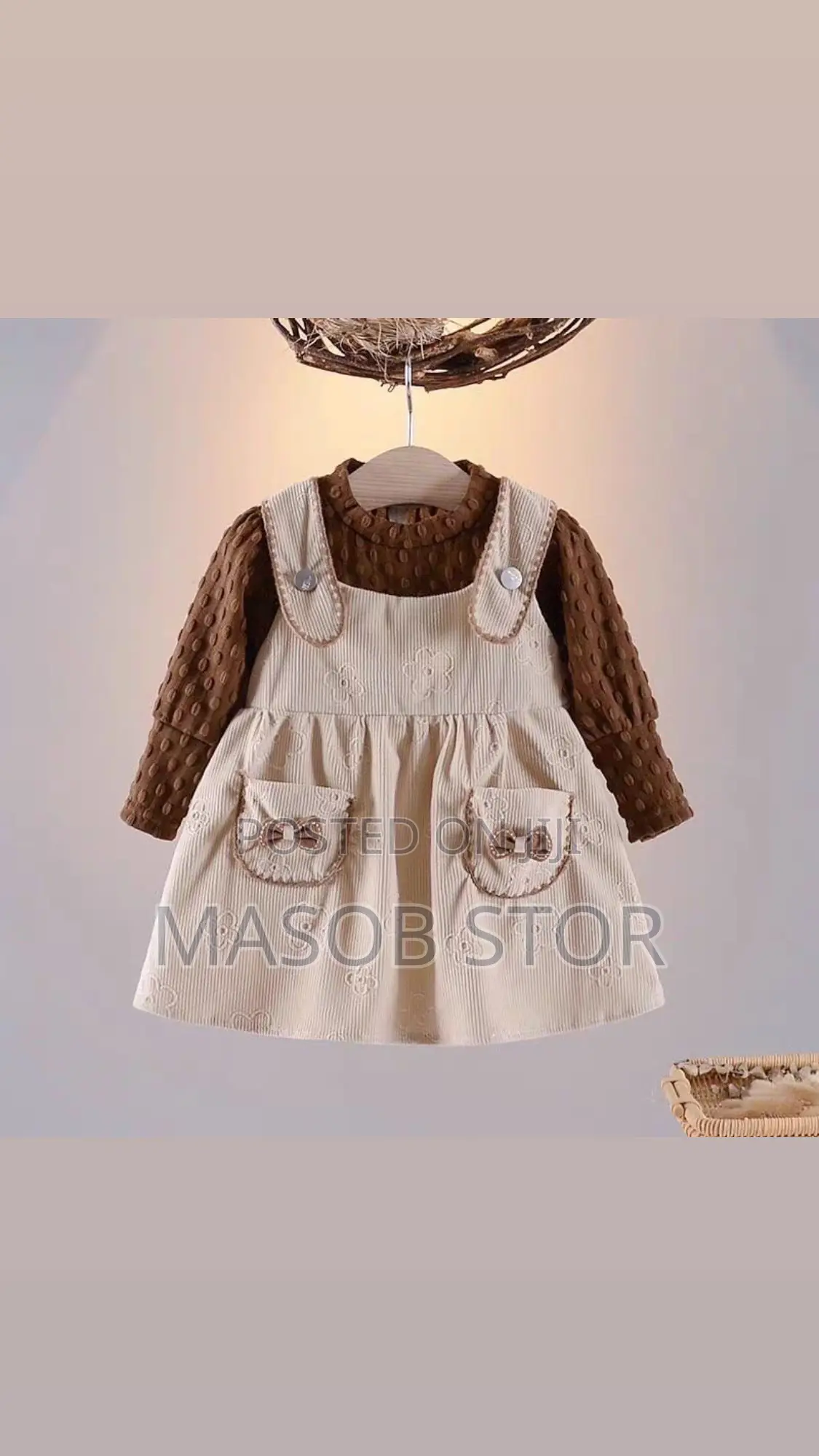 Toddler Girls Lantern Sleeve Bow Decor Pocket Dresses