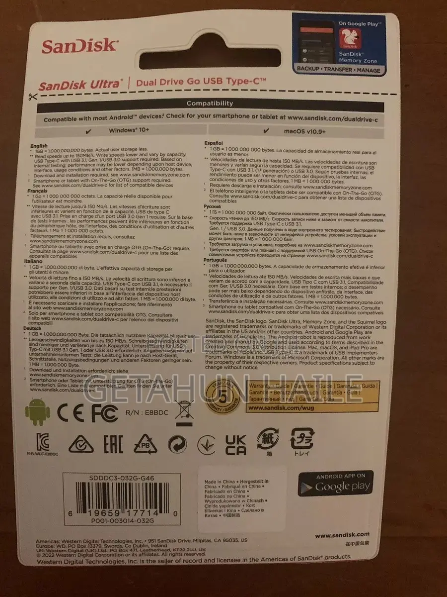 Sandisk 32gb Ultra Dual Drive Go Usb Type-C(Flash Otg 32gb