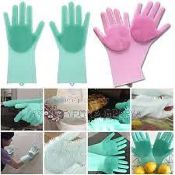 Magic Silicone Dishwashing Gloves With Built-in Scrubbers