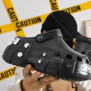 Photo - Women’S Stylish Chunky ‘Triple Black’ Slides Crocs Shoes