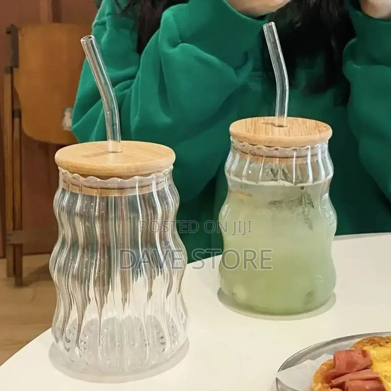 Glass Drinking Mug With Straw
