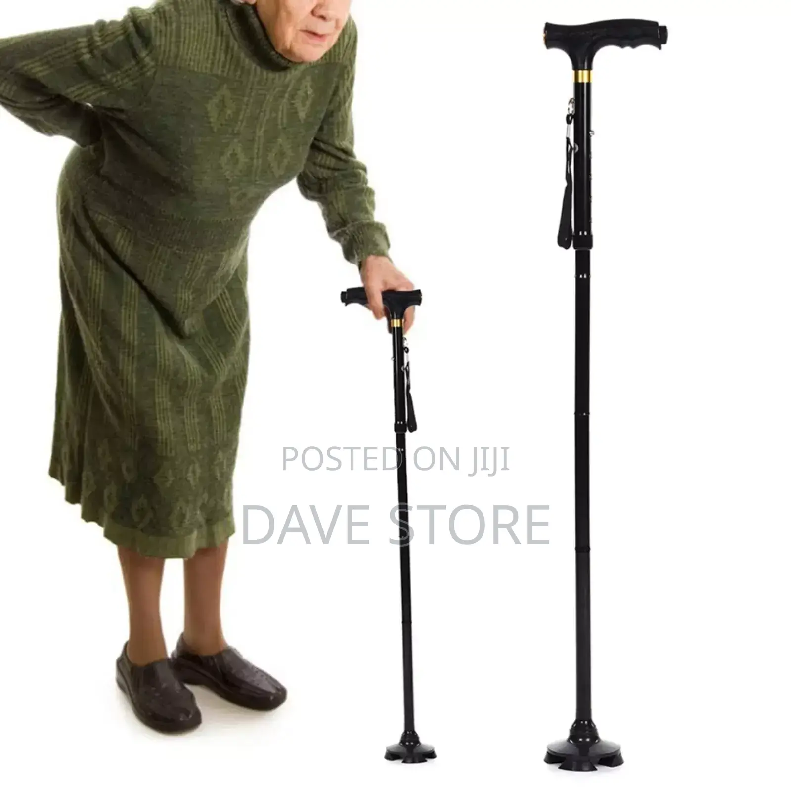 Adjustable Anti-Slip Walking Stick With Led Light