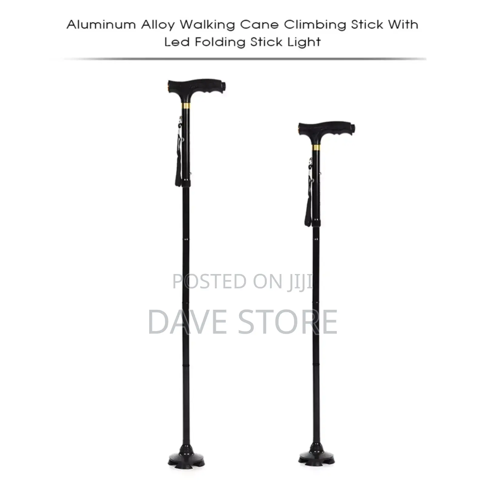 Adjustable Anti-Slip Walking Stick With Led Light