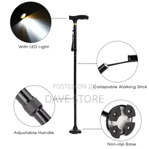 Adjustable Anti-Slip Walking Stick With Led Light