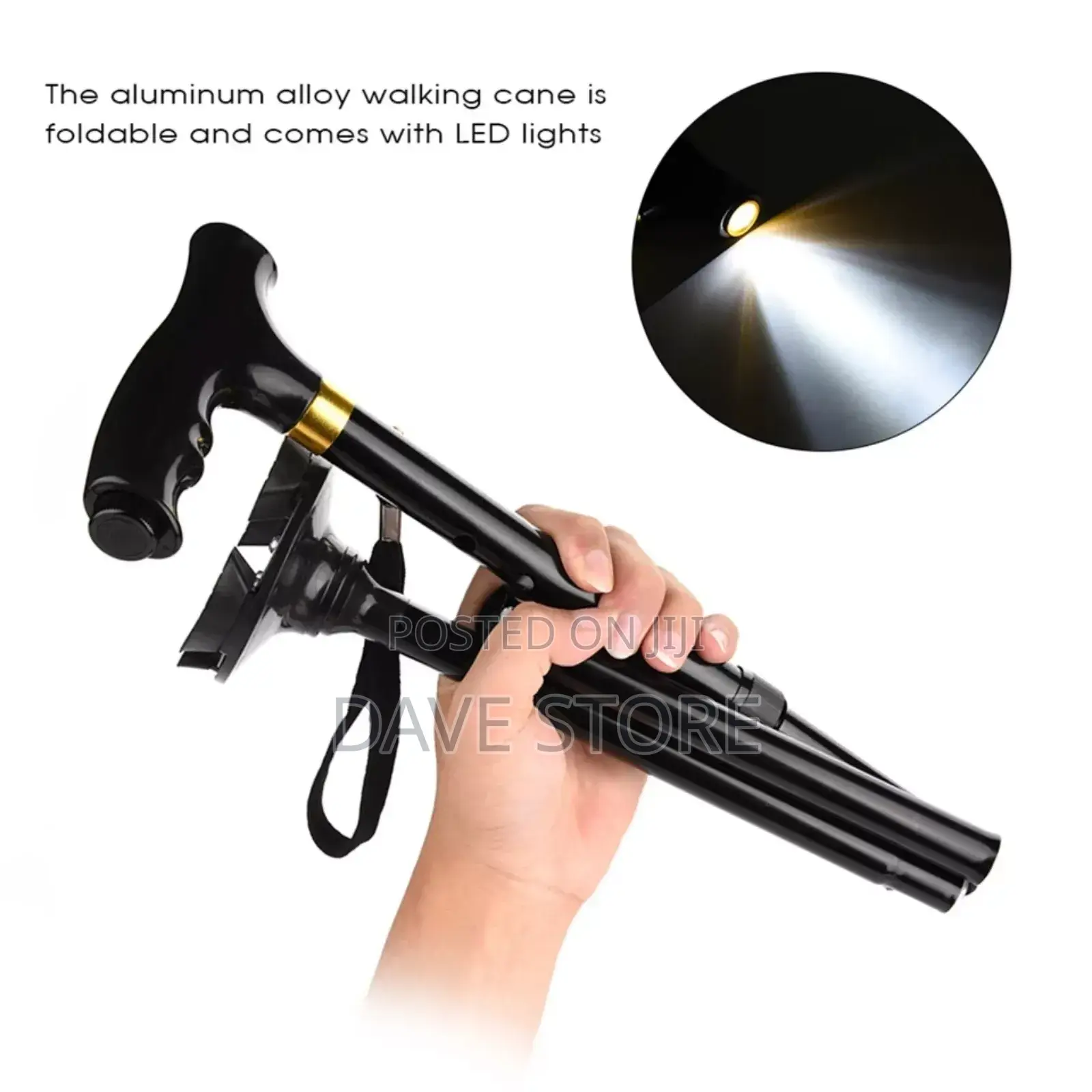 Adjustable Anti-Slip Walking Stick With Led Light