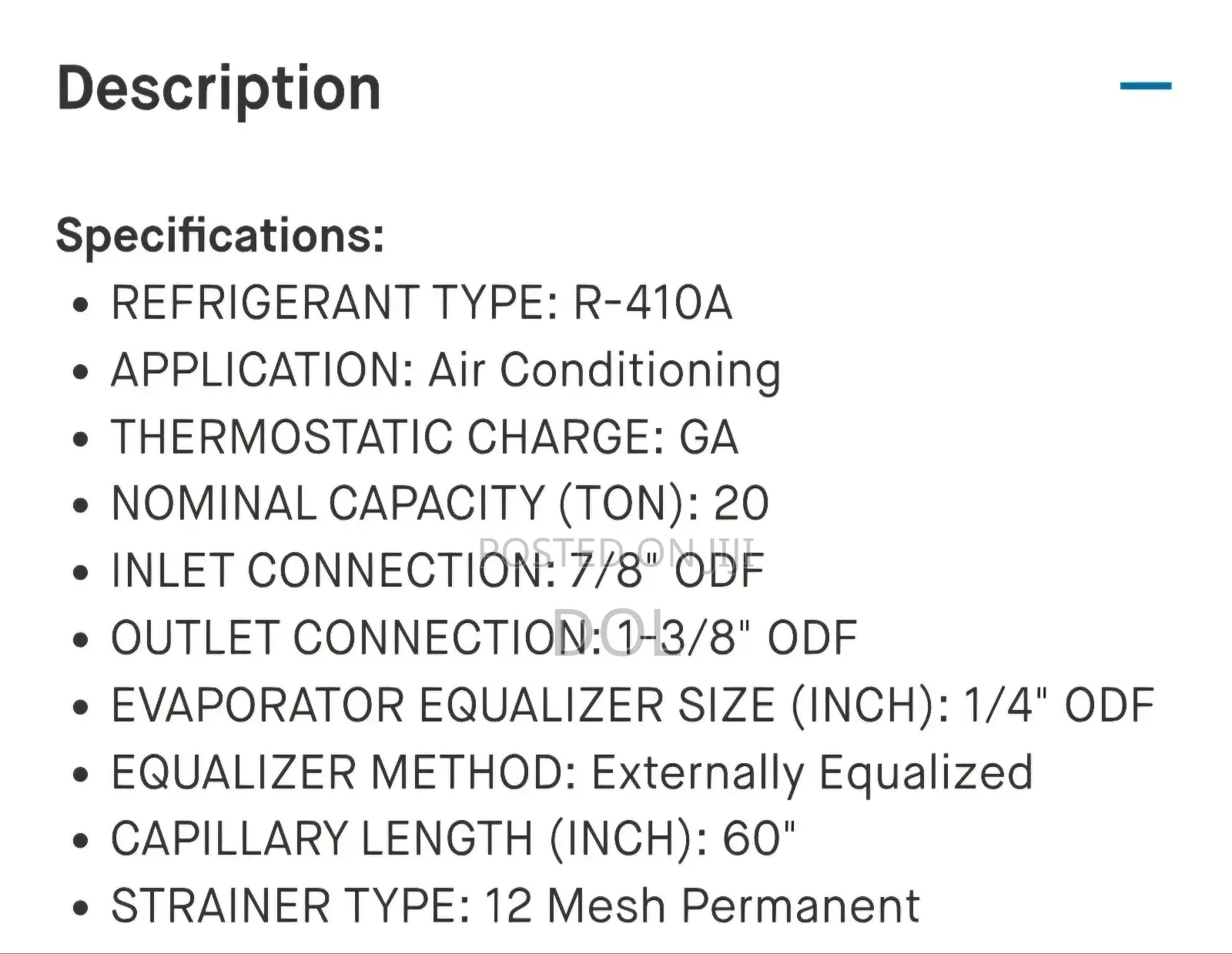 Thermostatic Expansion Valve Model Number Oze-20-Ga