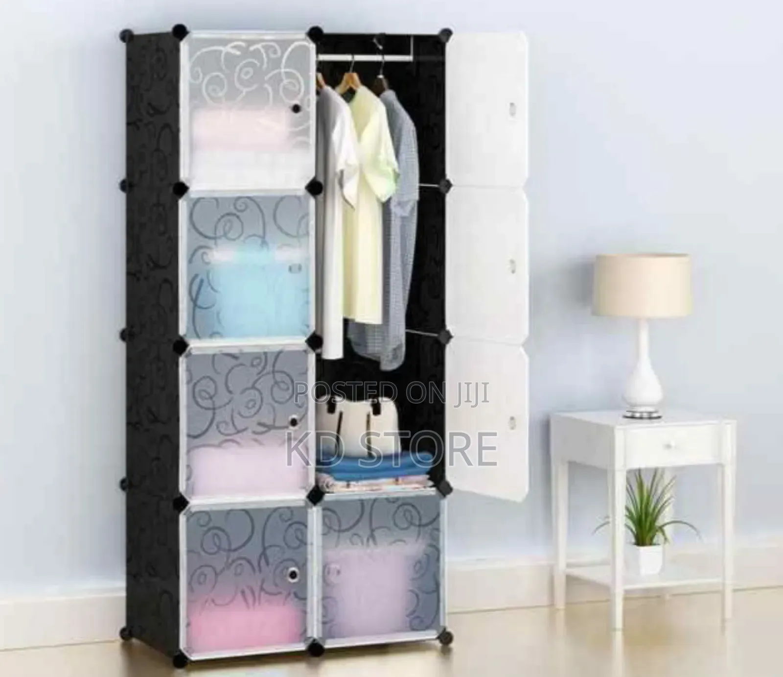 Plastic And Metal Cubic Cloth Cabinet