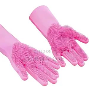 2pcs Silicone Dish Washing Glove ሙቀት መቋቋም የሚችል