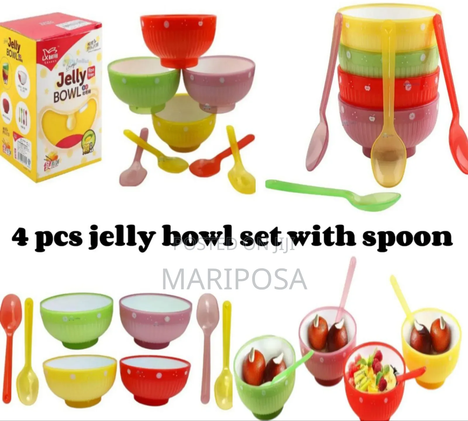 4 PCS Jelly Bowl Set With Spoon