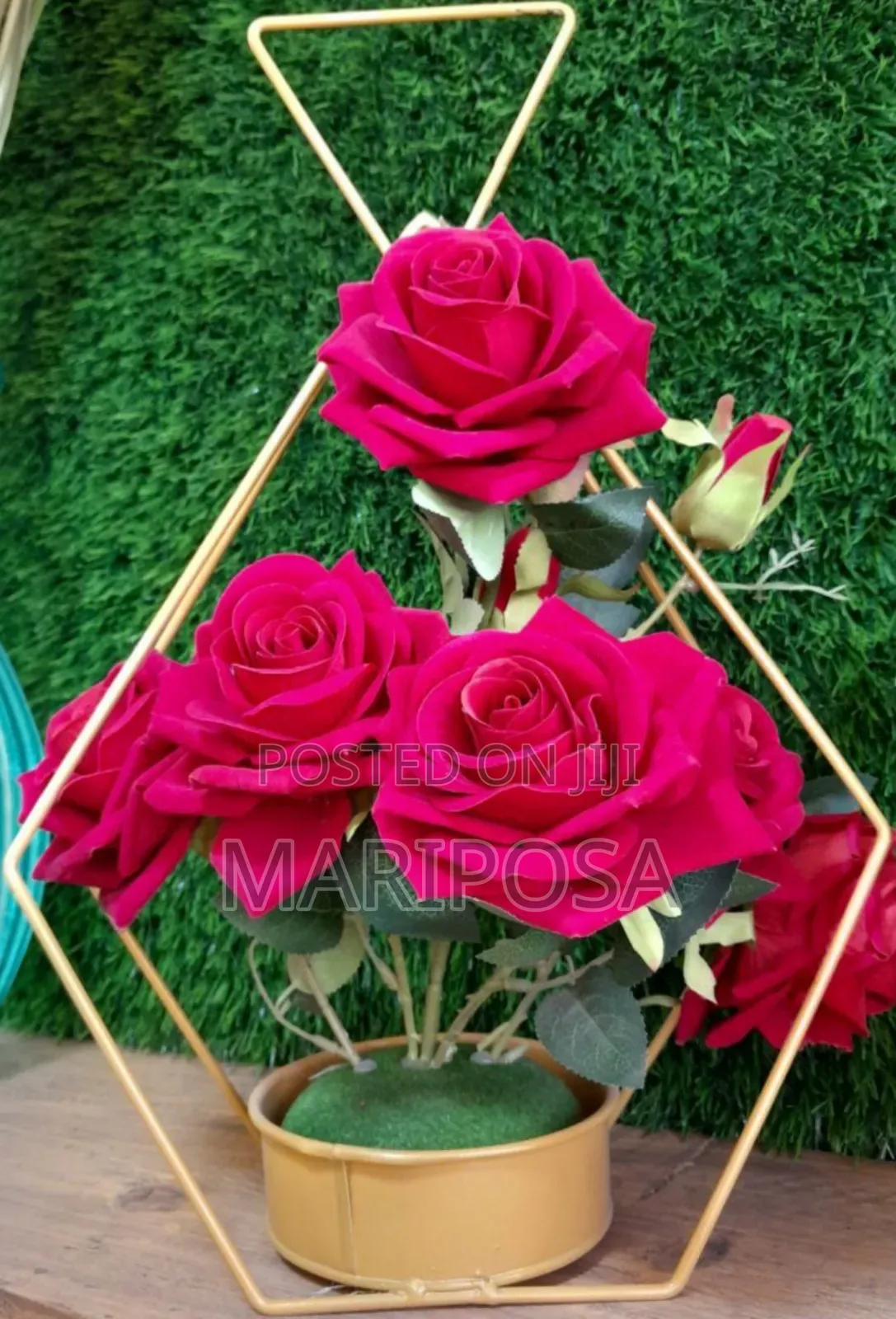 Glowing Red Roses in Golden Elegance