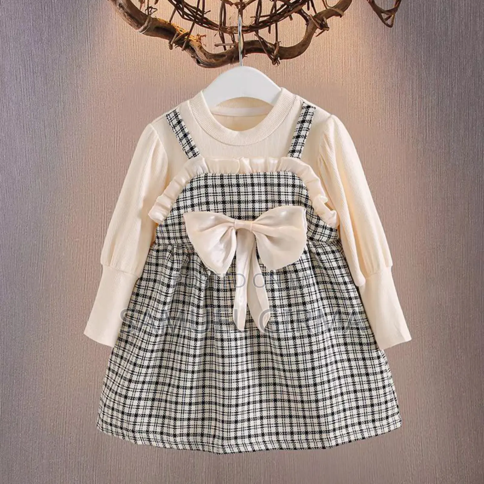 Mk- 0568 Toddler Girls Front Bow Tie Mini Dress Size: 1-4