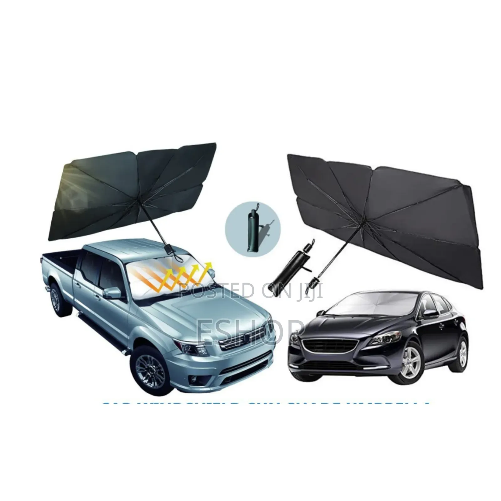እንደ ጃንጥላ የሚታጠፍና የሚዘረጋ Foldable Car Sunshade Umbrella