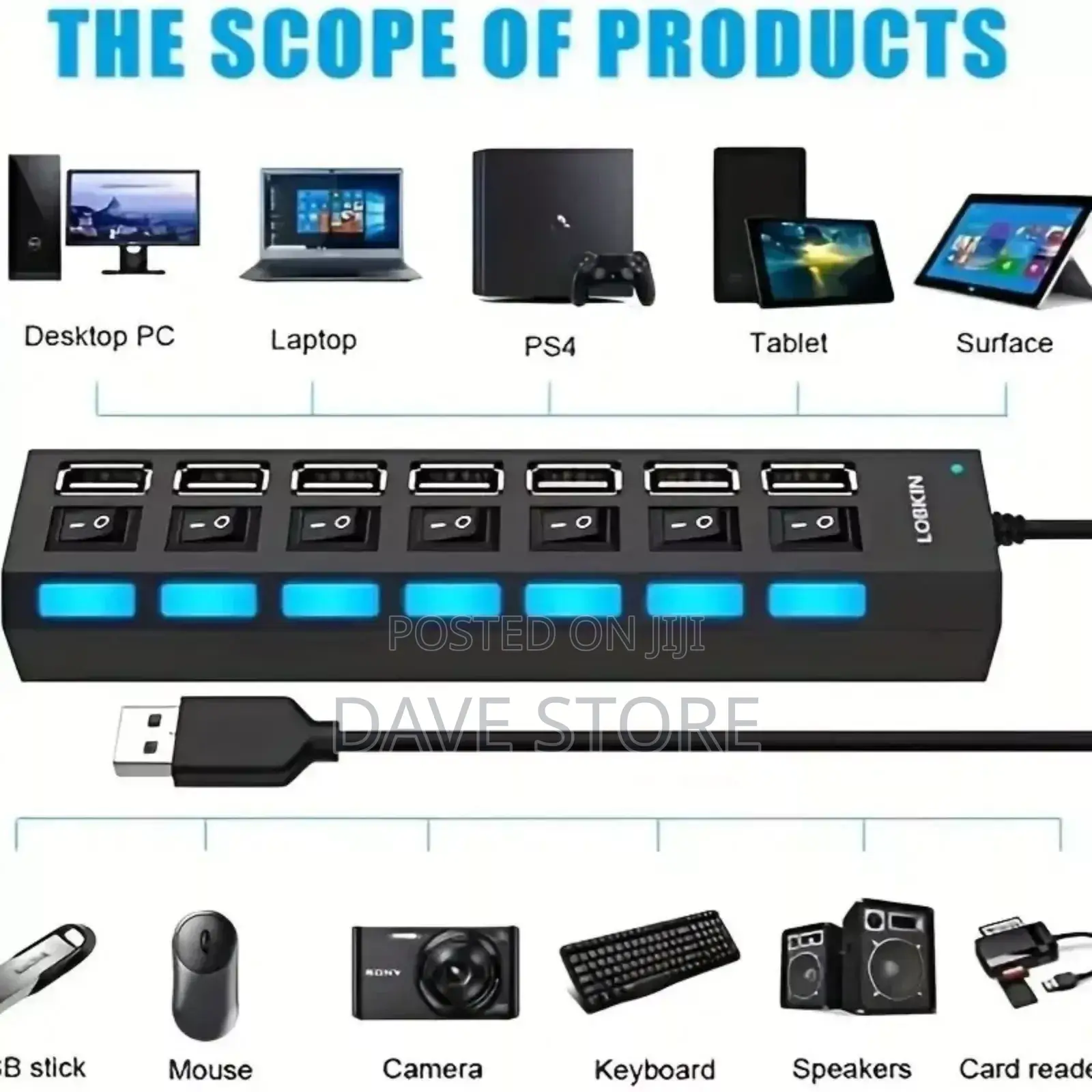 7 Port High Speed Multi Usb Hub