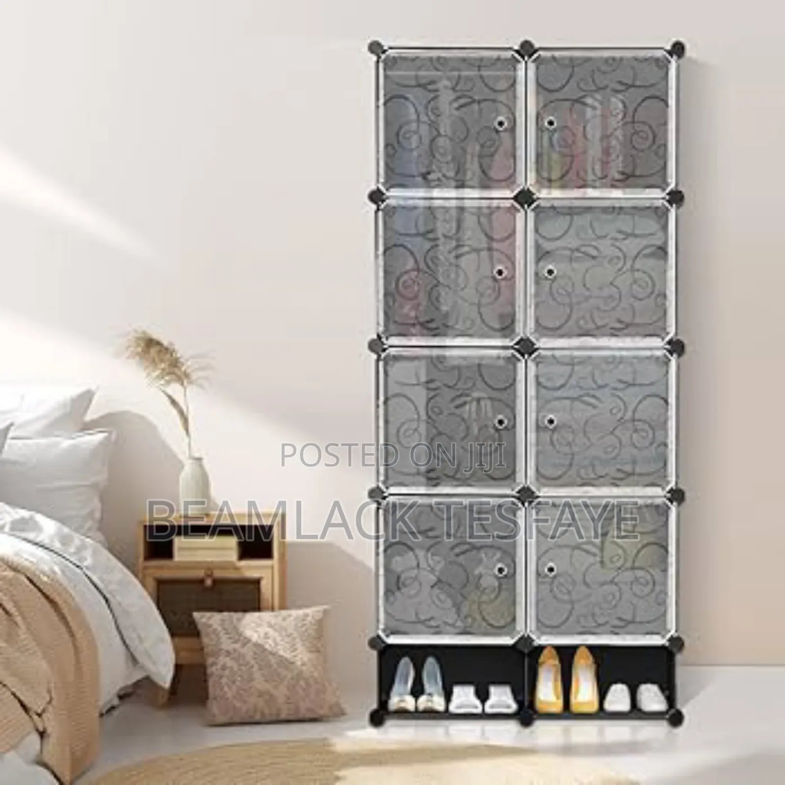 Plastic and Metal Cubic Cloth Cabinet