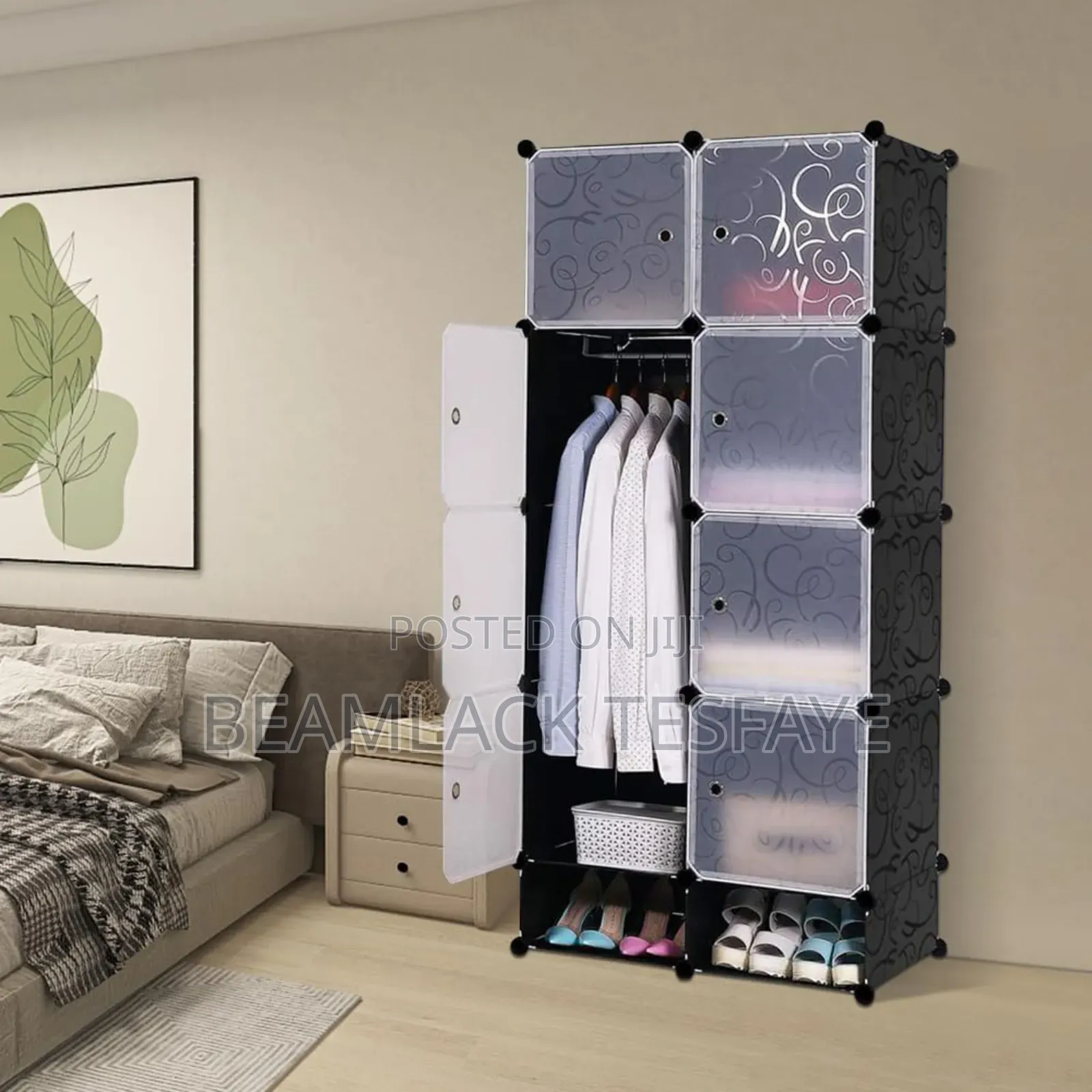 Plastic and Metal Cubic Cloth Cabinet