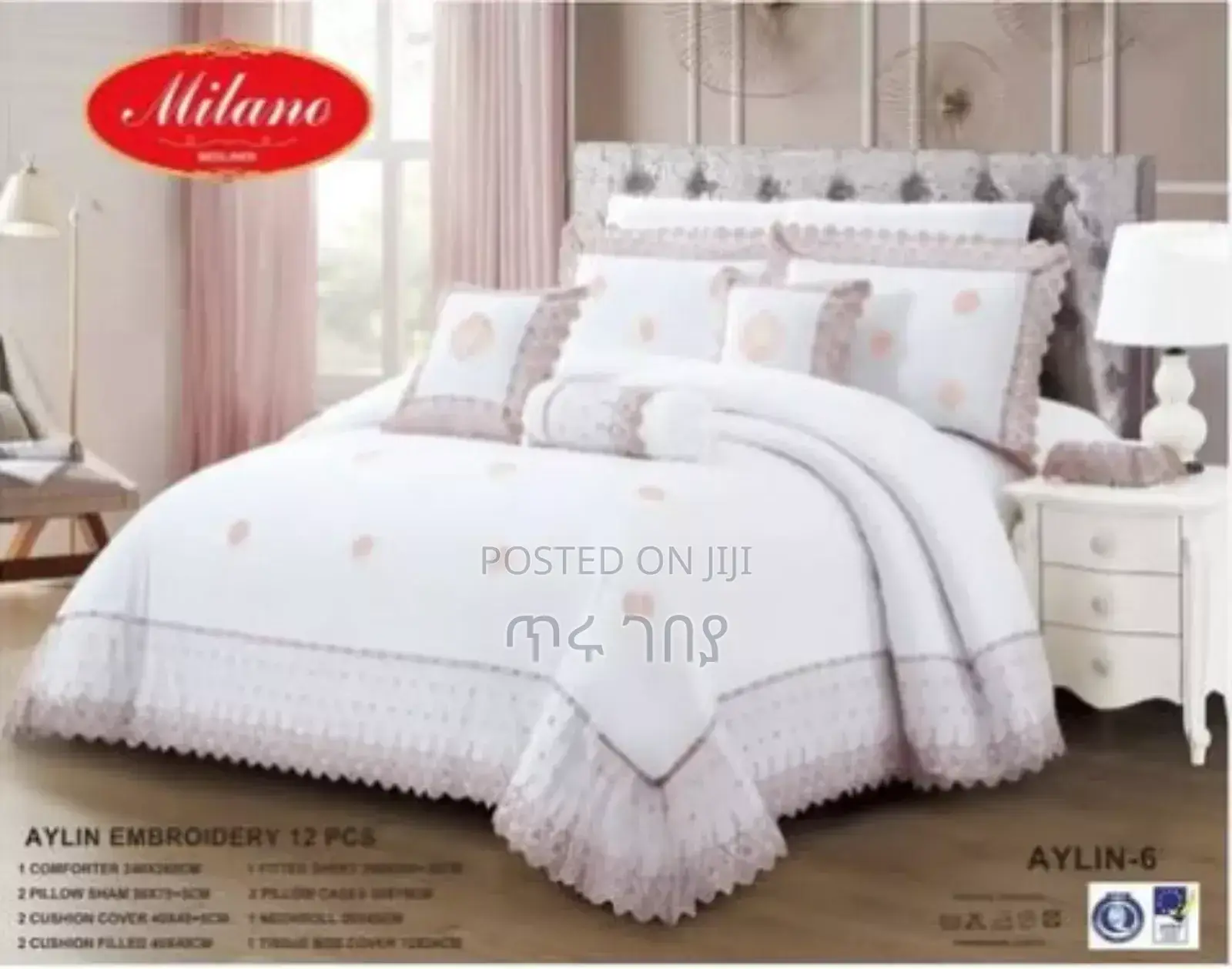 Milanobedlinen Comforter Aylin Embroidery Cotton 12pcs Set