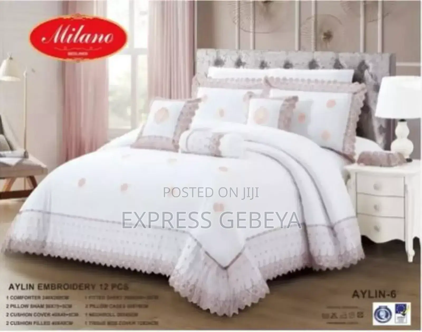 Milanobedlinen Comforter Aylin Embroidery Cotton 12pcs Set