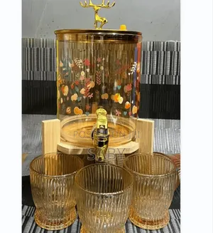 Photo - Dispenser Jar With Stand 6 Pcs Drinking Glass