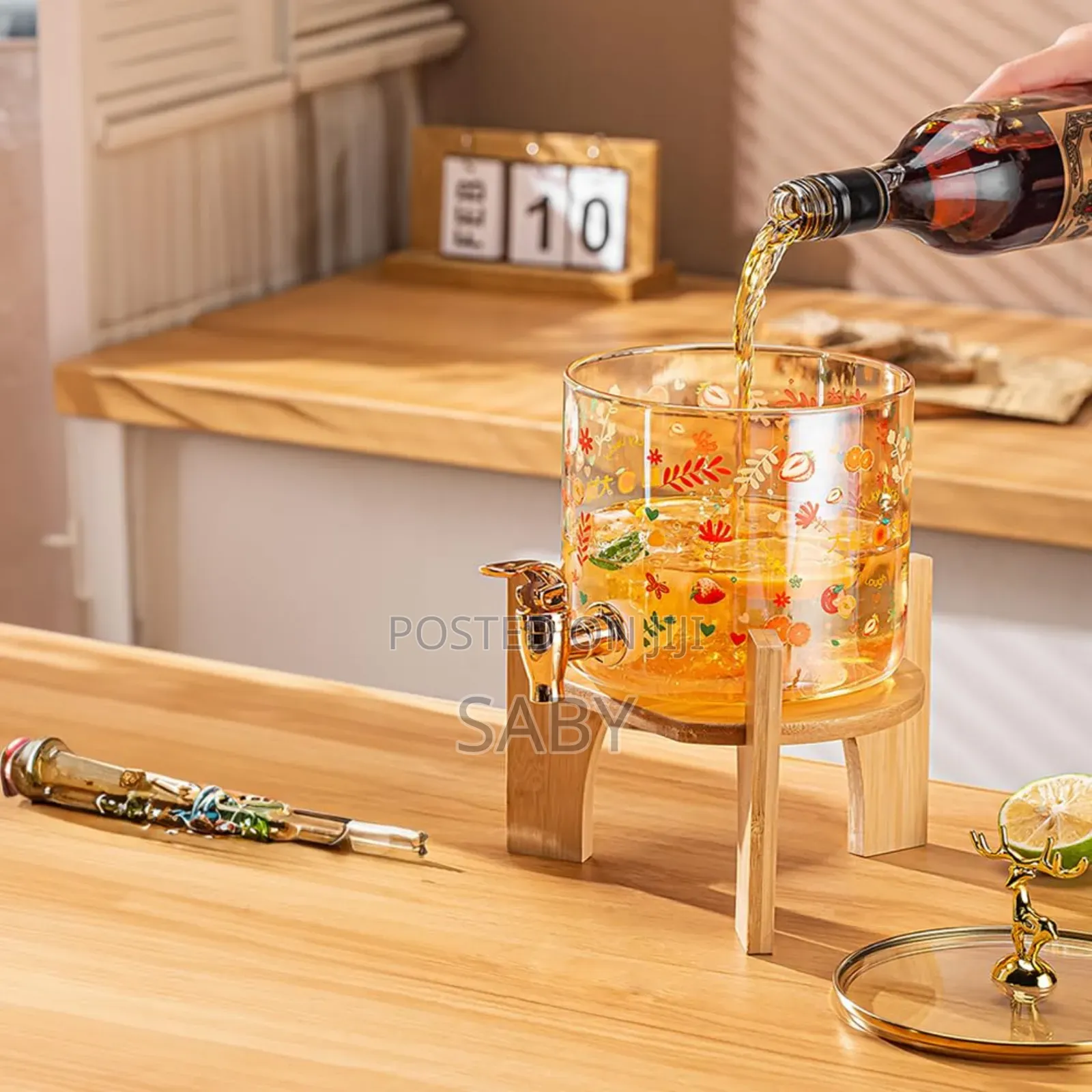 Dispenser Jar With Stand 6 Pcs Drinking Glass