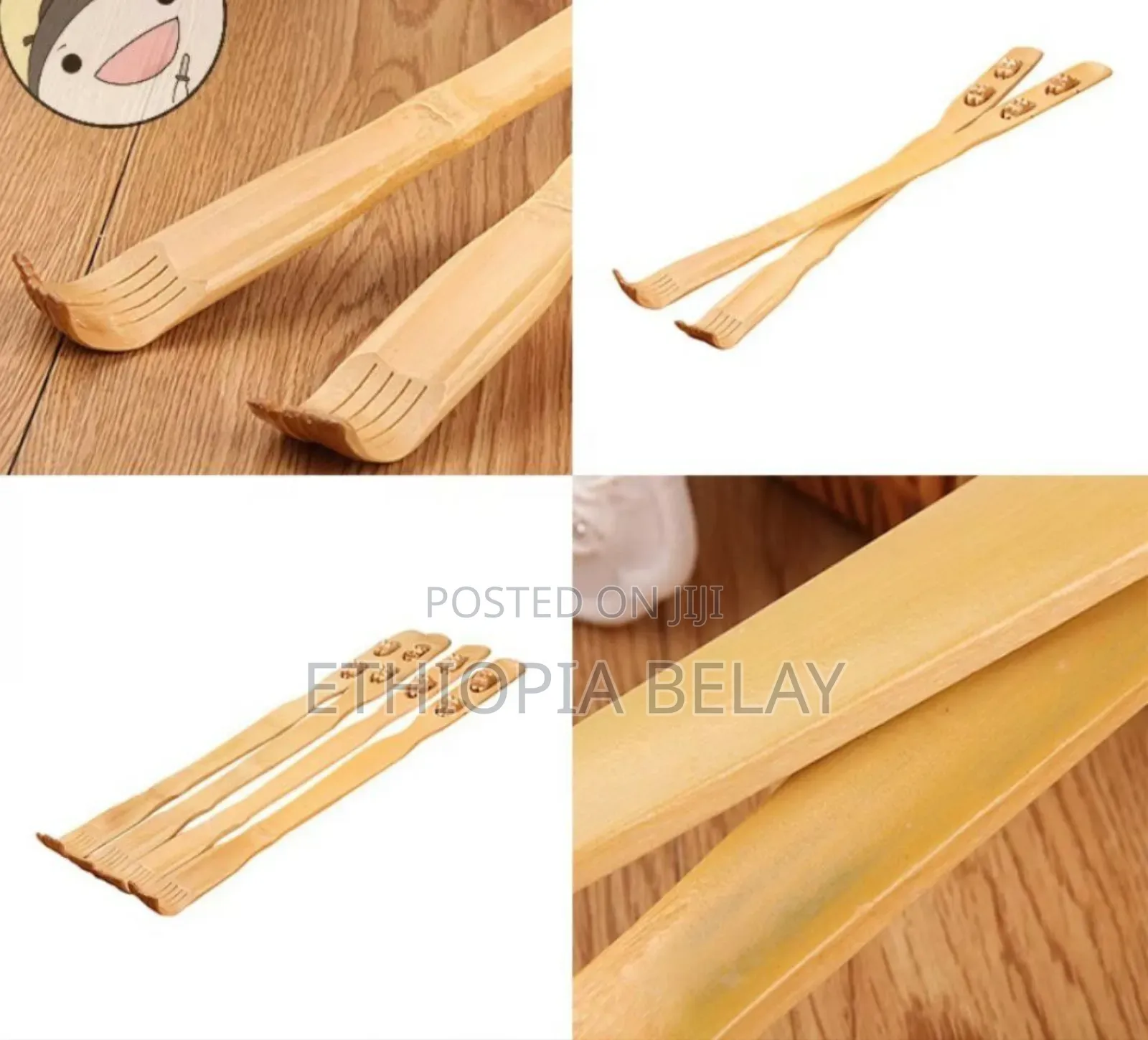 Bamboo Wooden Back Scratcher With Massage Rolls