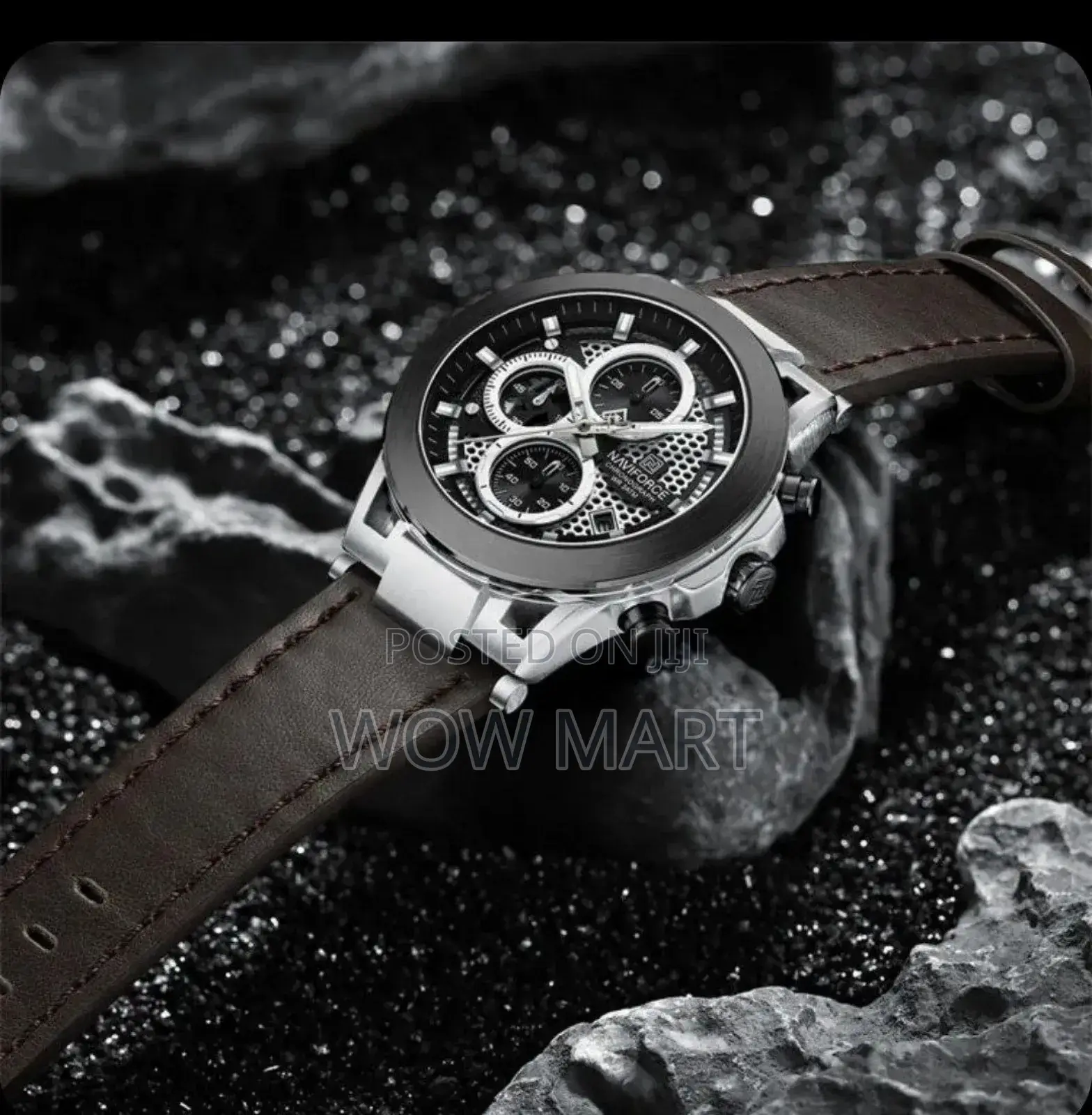 Naviforce ባለ ሌዘር ማስሪያ ኦሪጂናል የወንድ ሰአት