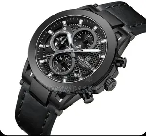 Naviforce ባለ ሌዘር ማስሪያ ኦሪጂናል የወንድ ሰአት