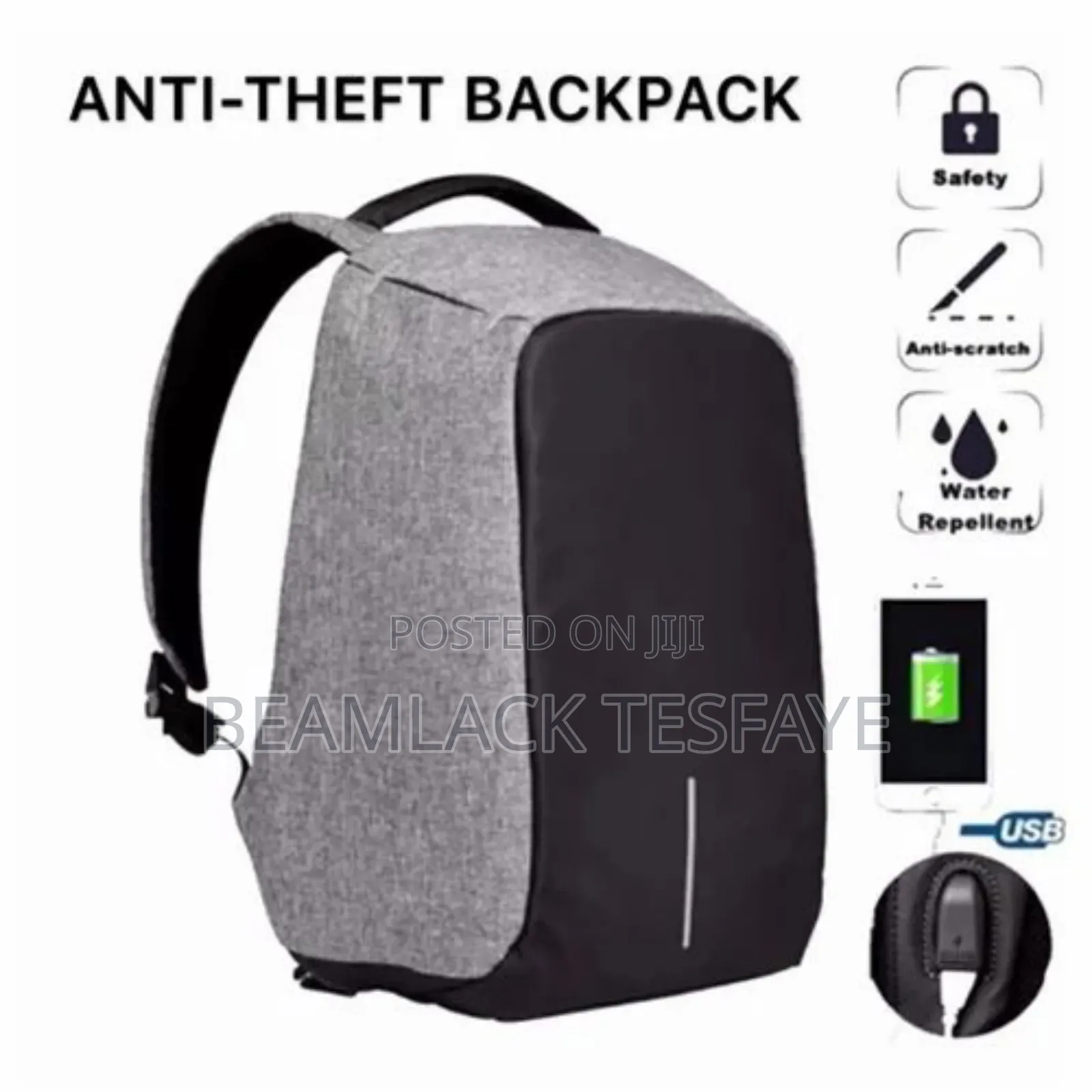 Unisex Anti-Theft Backpack With Usb Charging Port