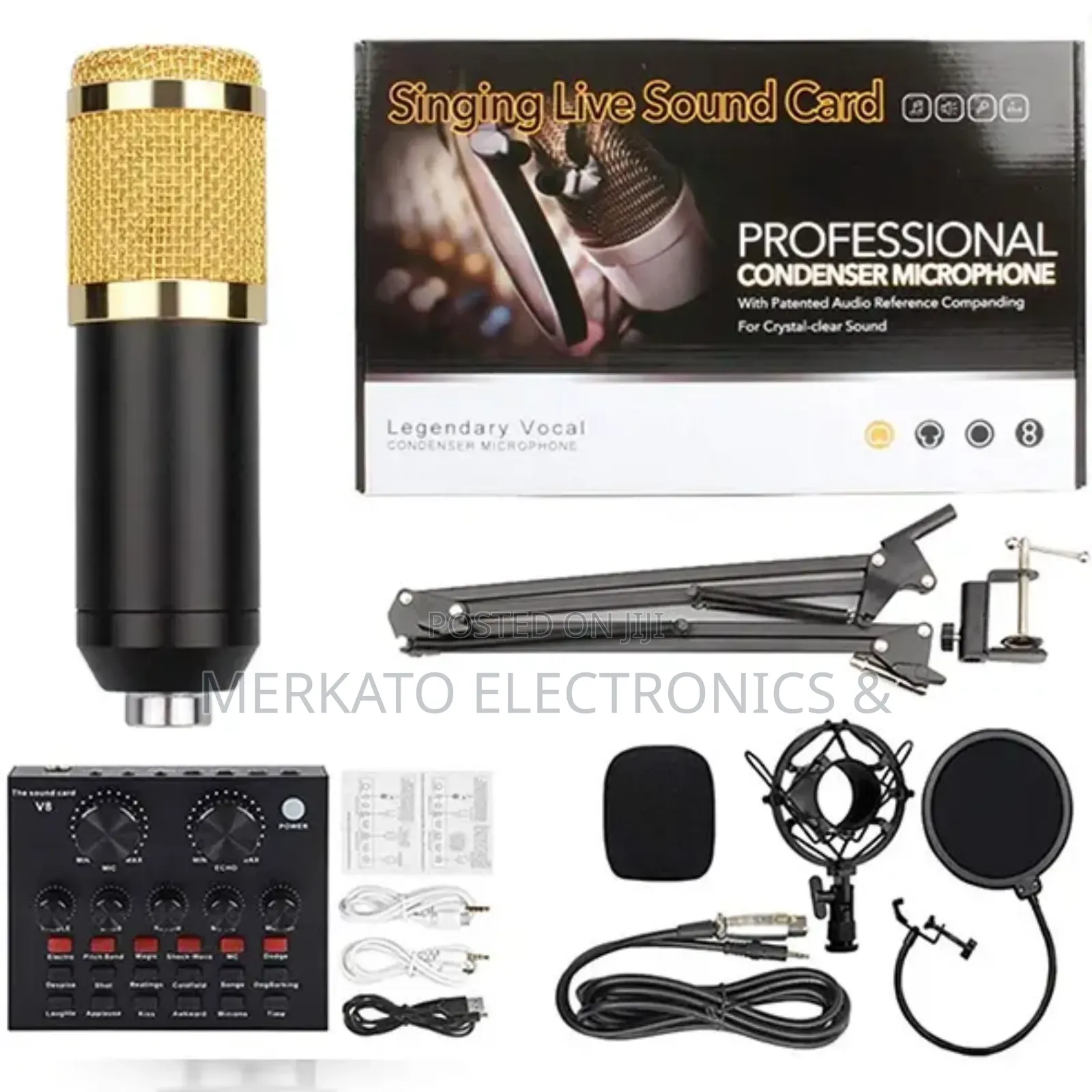 Professional Condenser Microphone | Podcast V8 Sound Card