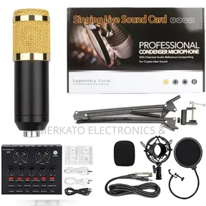 Photo - Professional Condenser Microphone | Podcast V8 Sound Card