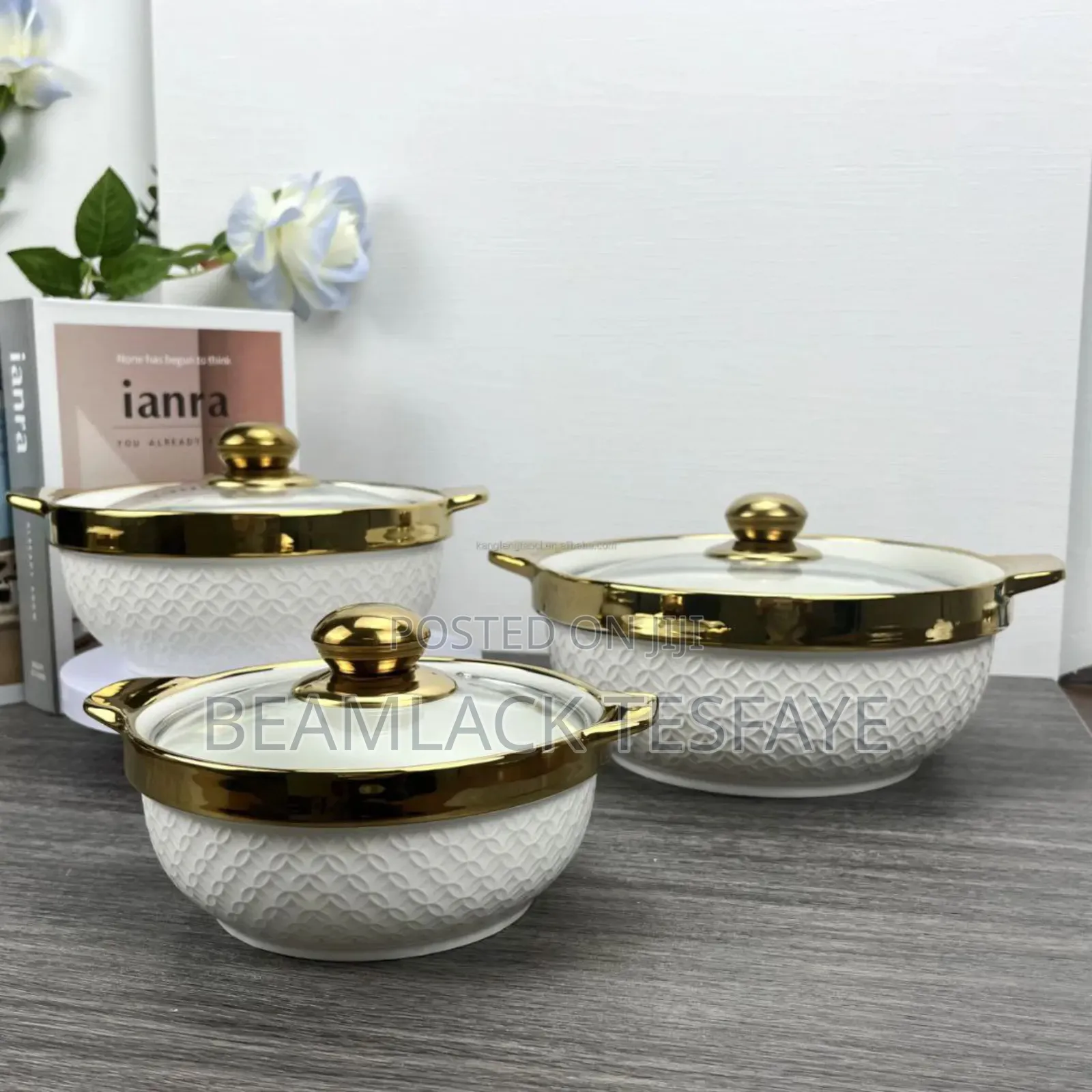 የወጥ ማቅረቢያ ሳህን. Porcelain Soup Pot 3 Pieces