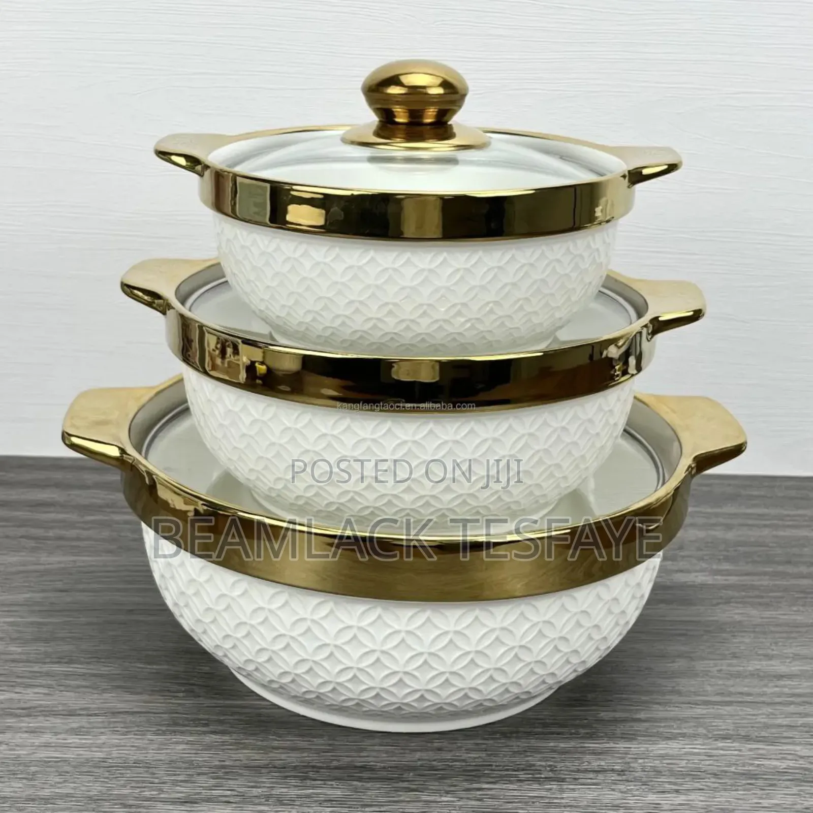 የወጥ ማቅረቢያ ሳህን. Porcelain Soup Pot 3 Pieces