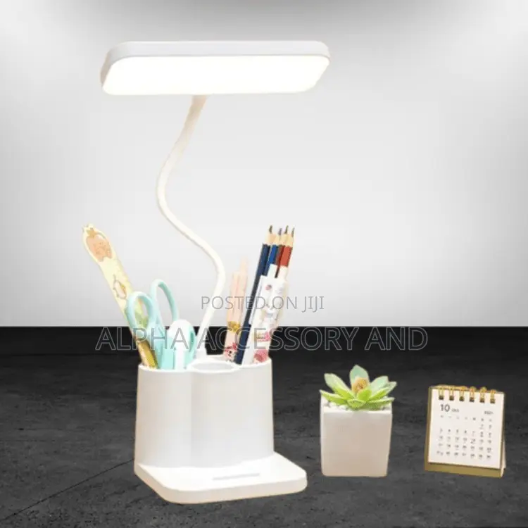 Led Desk Lamp W/Pen Holder Chargeable Adjustable Brightness