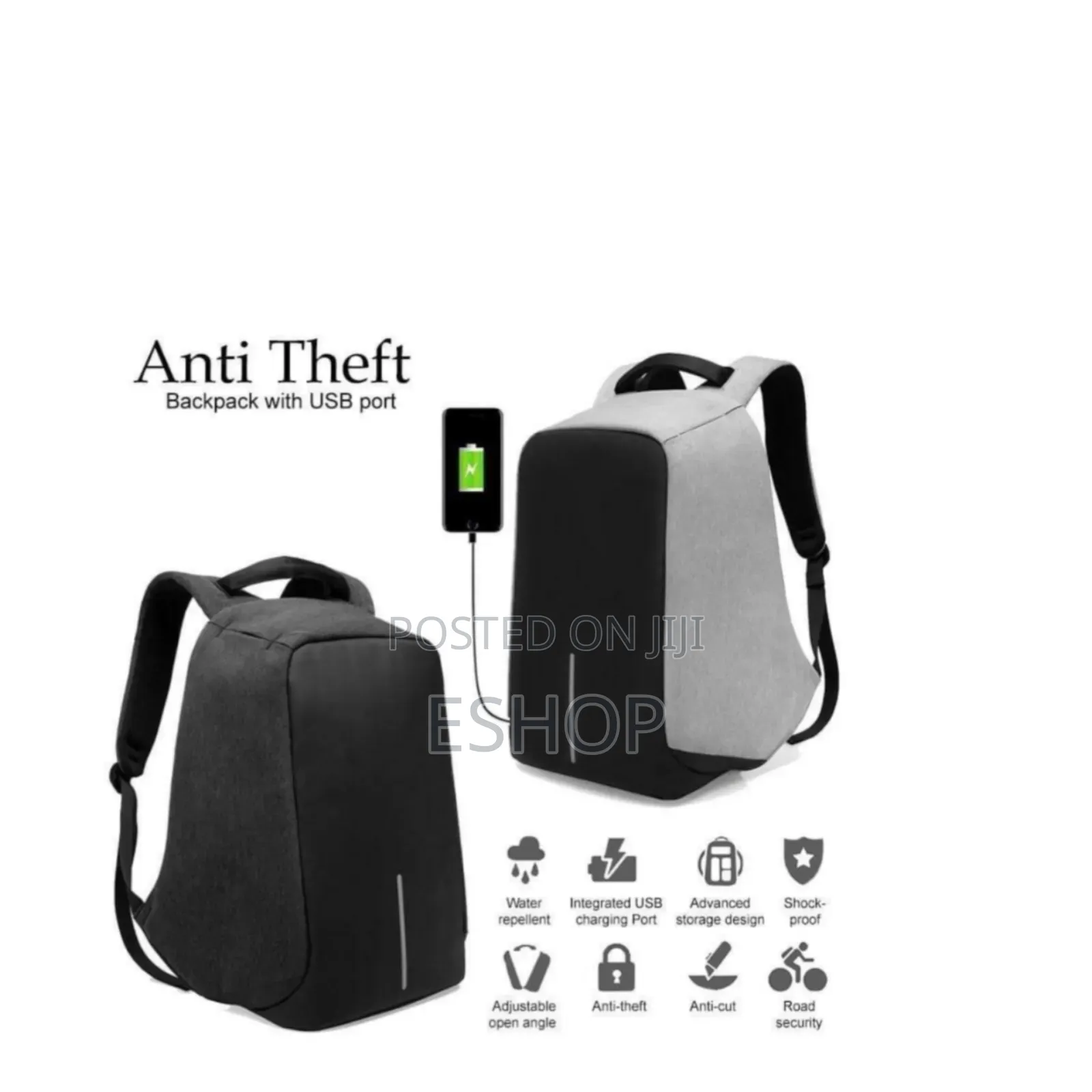 **15.6" Anti-Theft Laptop Bag – Usb Charging Safe Storage*