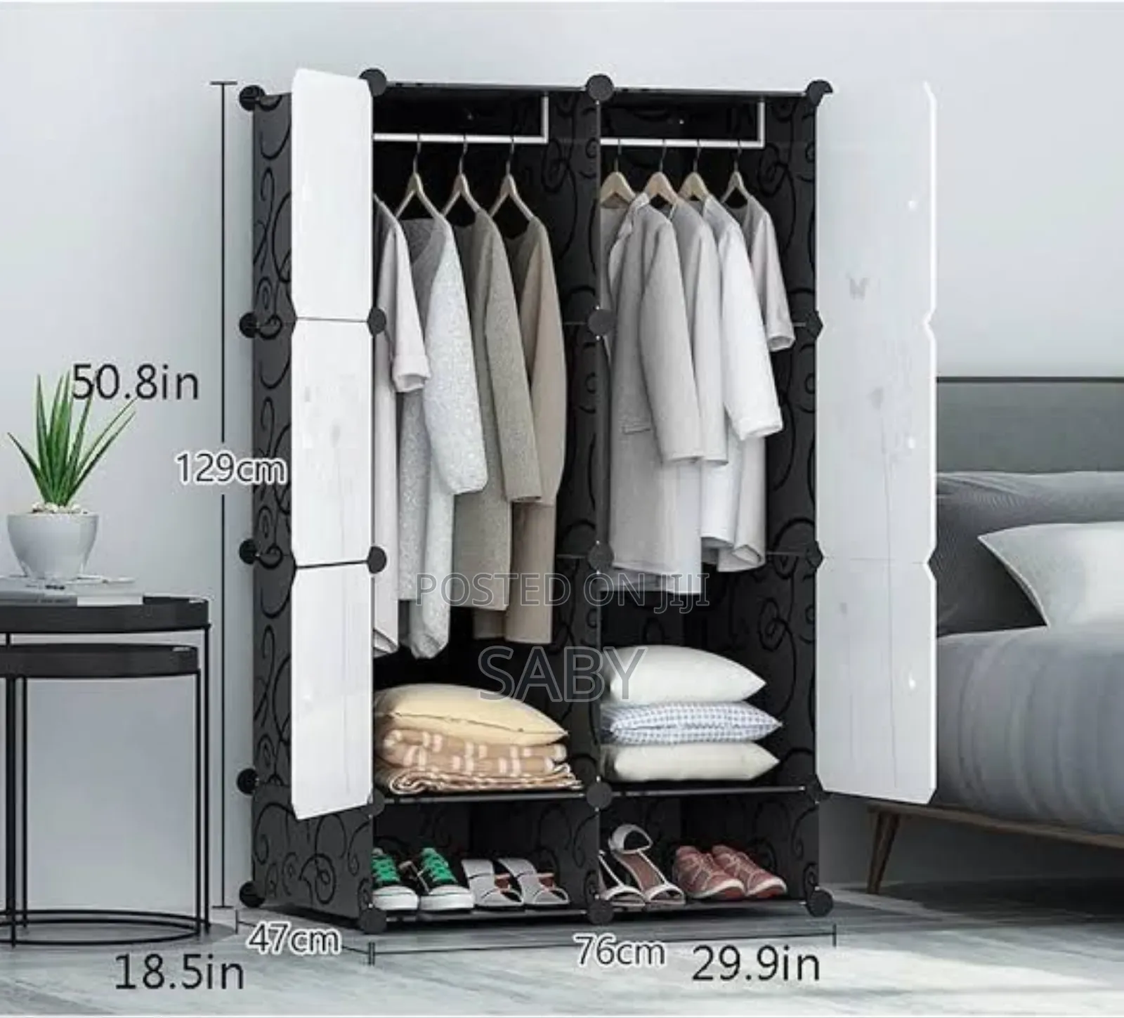 ባለ ሁለት በር Plastic and Metal Plastic Cube Wardrobe