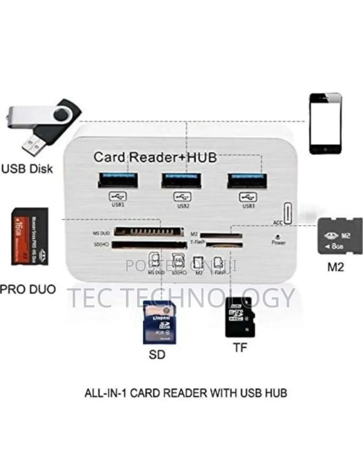 7 Port Usb Hub Card Reader