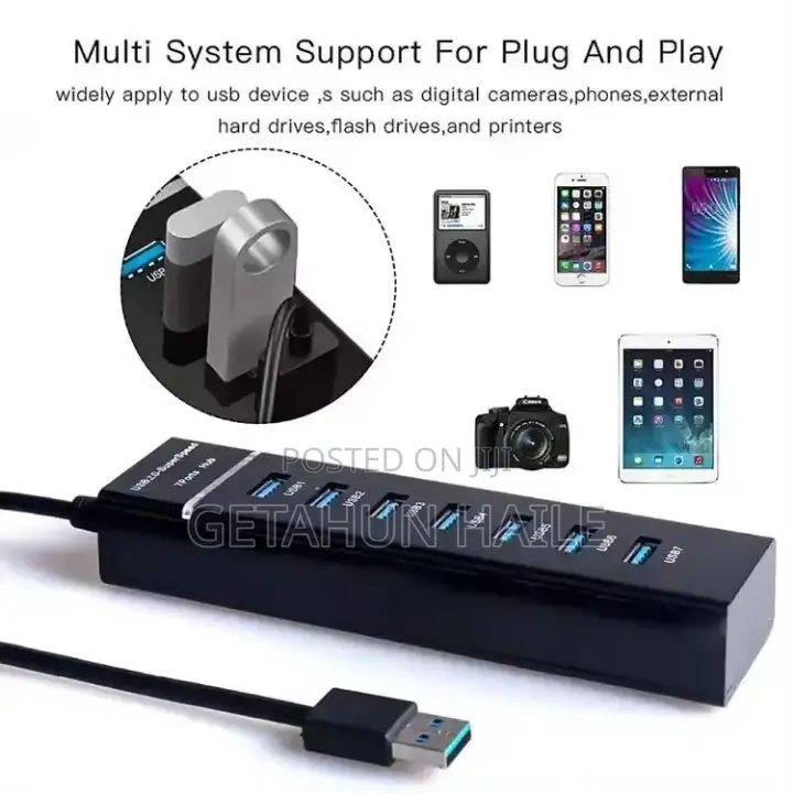 7 Port Usb 3.0 Hub for Laptop,Desktop,Camera,Pse