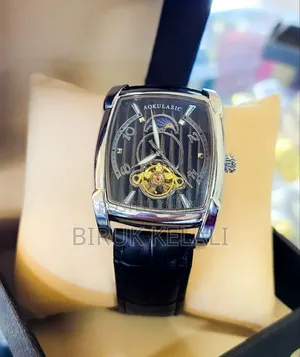 Luxury Black Band by Silver Case Aukulasic Men's Watch