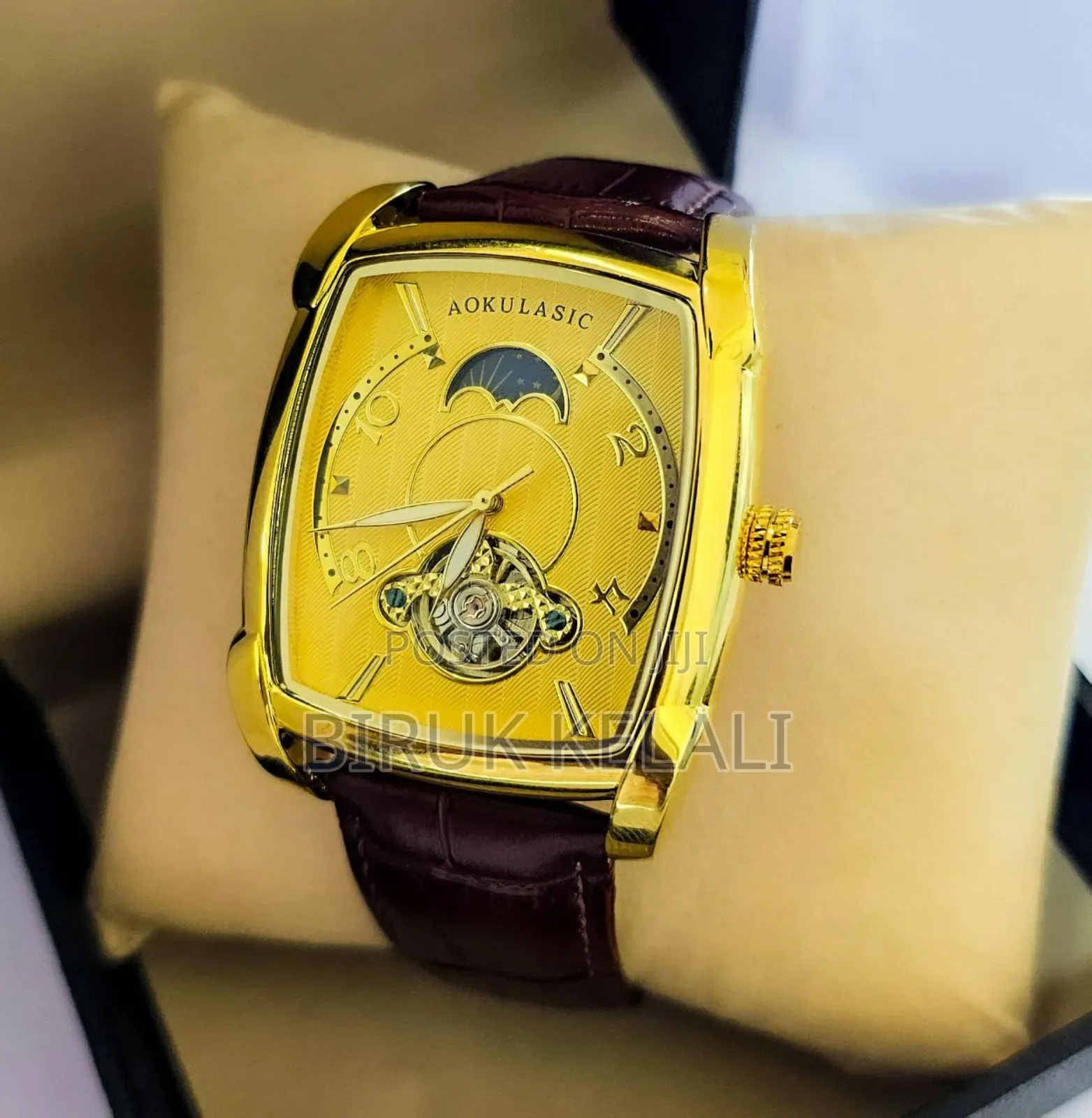 Gold by Brown Colour Aokulasic Men's Mechanical Watch